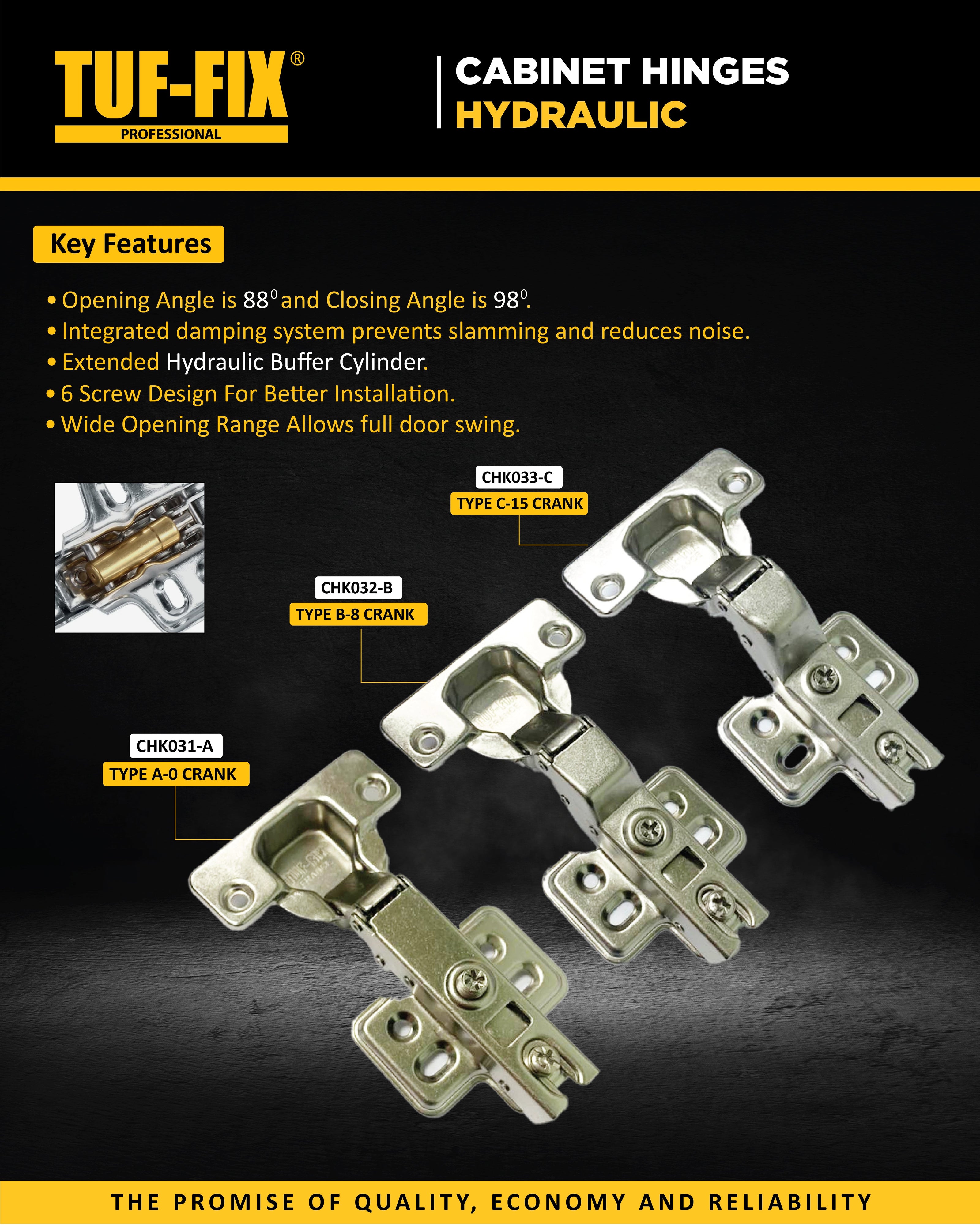 TUF-FIX professional hydraulic cabinet hinges soft close furniture hardware in Muscat Oman.
مفصلات هيدروليك تاف فيكس لخزائن المطبخ والأثاث إغلاق ناعم صامت في مسقط عُمان