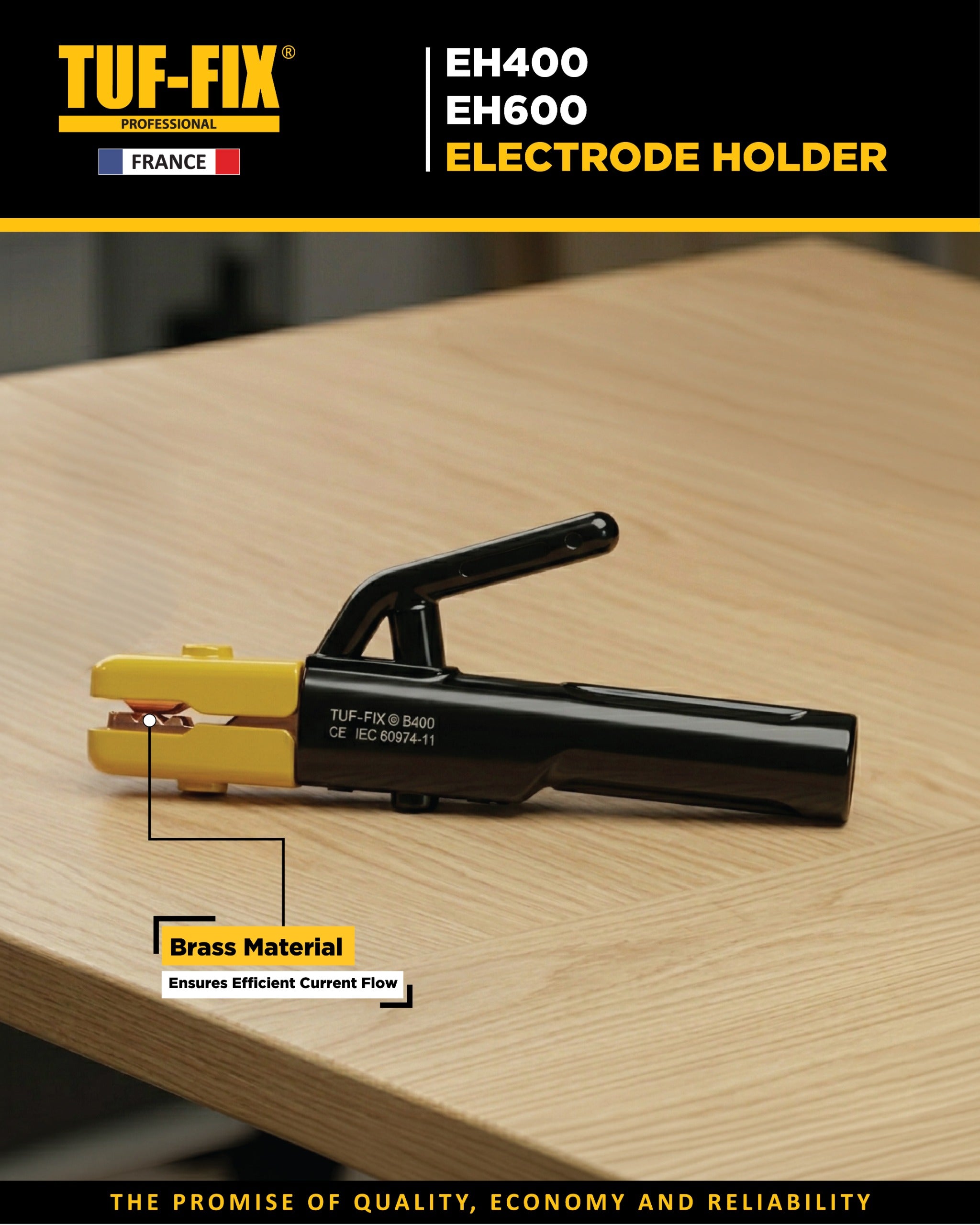 TUF-FIX EH400 EH600 heavy duty brass material welding electrode holder clamp tool in Muscat Oman.
بنسة لحام تاف فيكس EH400 EH600 مقبض حامل إلكترود نحاسي شديد التحمل في مسقط عُمان